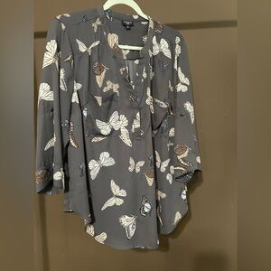Torrid Black Butterfly Print Blouse